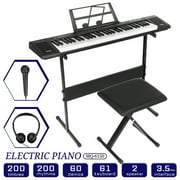 61-Keys Piano Keyboard for Beginner Electronic Piano Kit with Headphones, Microphone, Stand, Stool & Music Stand, Perfect Xmas Gift for Kids and Adults