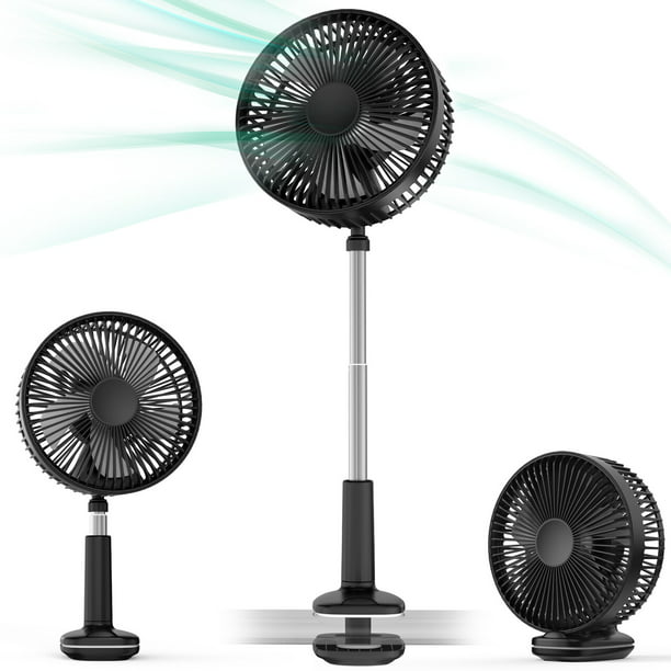 Oscillating Telescopic Desk Fan Small Quiet, 3 Speeds Small Oscillating Fan with 1800mAh Rechargeable Battery, Max. 13H Time, Head Rotation for Office Dorm - Walmart.com