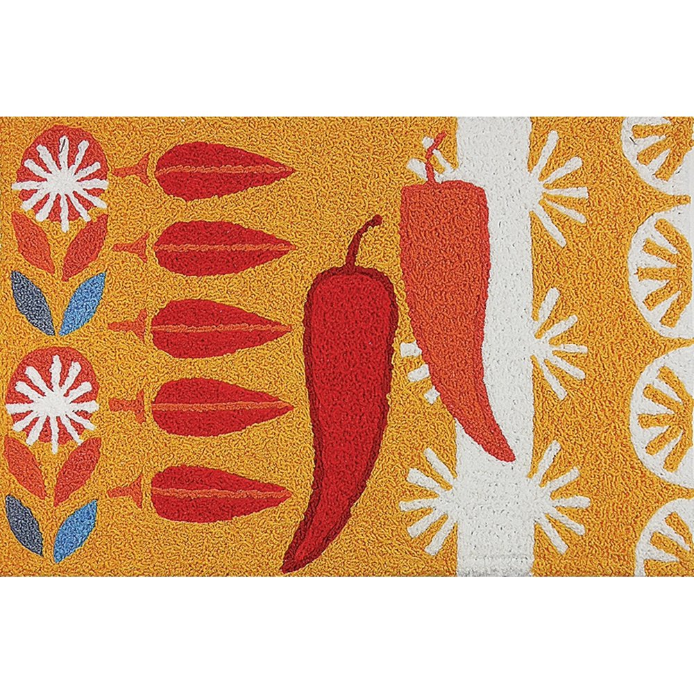 Retro Red Hot Chili Peppers Washable 21 X 33 Kitchen Area Accent