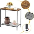 thumbnail image 6 of 2 Tier End Table, Sofa Side Table, Narrow Side Table with Storage, Slim Nightstand for Small Spaces, Metal Frame, for Living Room, Bedroom, Sofa Couch, Hall, Rustic Brown, 6 of 18