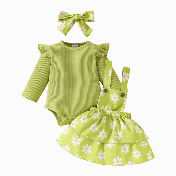 CAUYDY 0 3 6 9 Months 1T 2T Baby Girl Cute Clothing Set Infant Girls Long Sleeve Bodysuit Newborn Fall Winter Romper Preemie Outfit Sizes 6-9 Months,Green