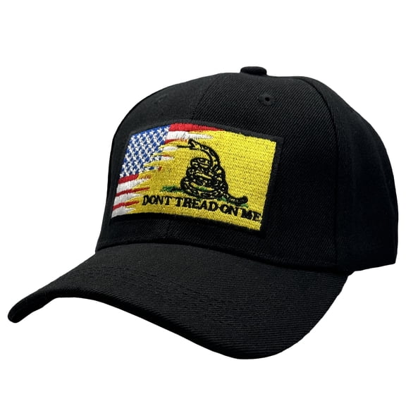Freedom Farms Patriotic Military Baseball Cap; USA American/Gadsden Flag Embroidery, Adjustable Strap, Multiple Colors Available