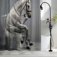 thumbnail image 2 of Abstract Funny Animal Shower Curtain, 72" x 84", Horse Sitting on The Toilet Waterproof Bathroom Curtain Washable Shower Curtain Set with 12 Hooks, 2 of 8
