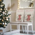 thumbnail image 3 of Merry Christmas Chair Covers Set of 4 Western Boots Botanical Leaves Poinsettia Linen Chair Back Covers Stretch Removable Washable Slipcovers Protector for Dining Room Kitchen Party Decor, 3 of 5