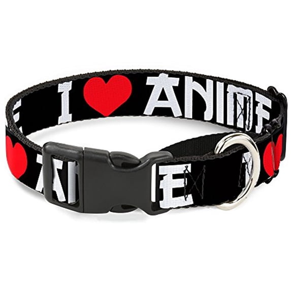 Buckle-Down MGC-W30956-L I "Heart" Anime Bold Black White Red Martingale Dog Collar