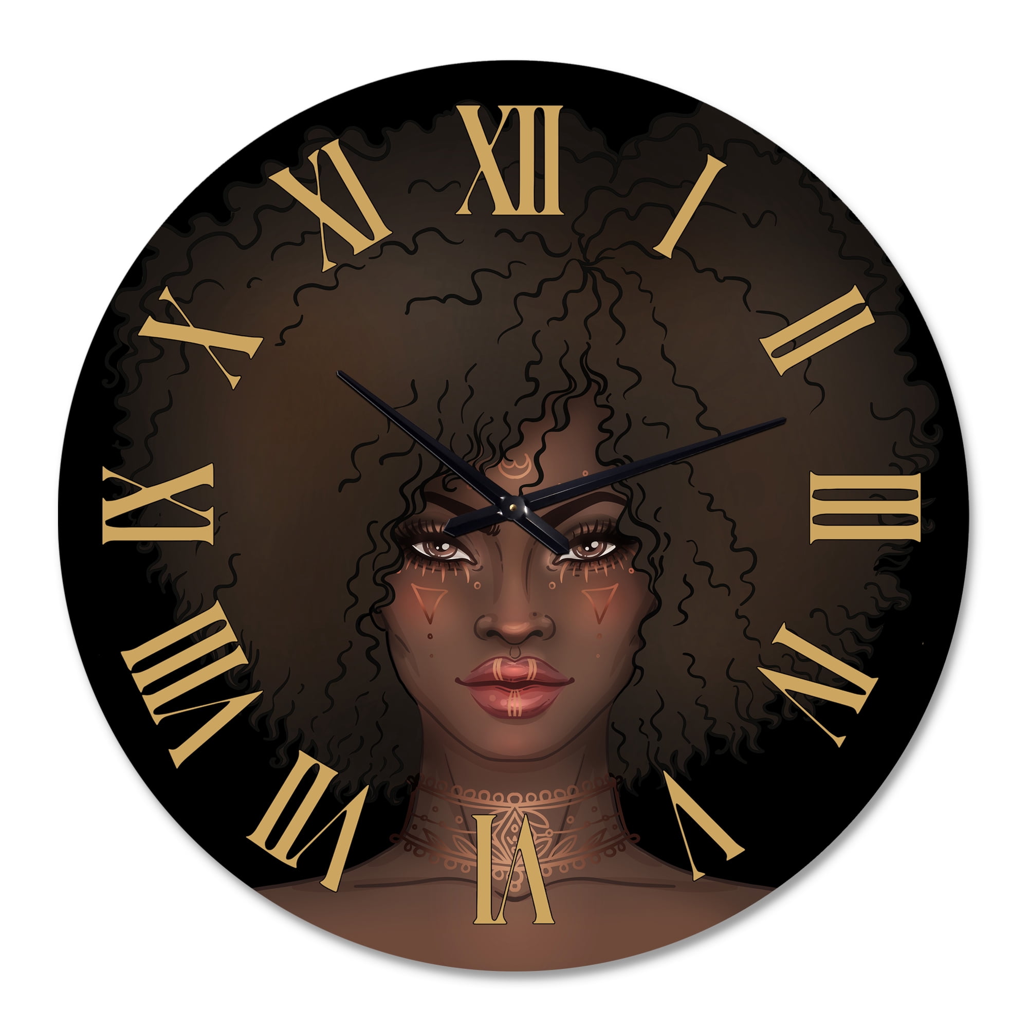 Designart 'Portrait Of African American Woman Iii' Modern Wall Clock