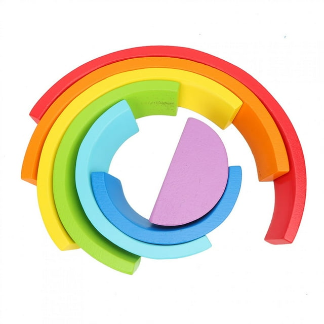 Rainbow Stacking Game Toy, Wood Educational Bridge Building Toy, For Kids Baby Toddlers