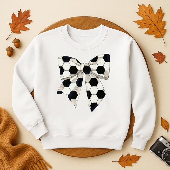 DOPASHIRT Soccer Bow Sweatshirt, Coquette Soccer Sweatshirt, Cute Soccer Mom Crewneck, Gift For Soccer Lover, Cute Game Day Soccer Pullover, Sports Mom Trendy Sweatshirt, Birthday Gift
