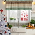 thumbnail image 5 of Teal Brown Curtain Valances for Windows, Kitchen Valance Window Treatments Panel 2 Pack, Farmhouse Rustic Wooden Plank Board Rod Pocket Short Curtains for Bathroom Bedroom 42 x 12 Inch, 5 of 8