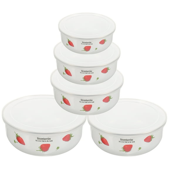 MLINS  5 Pcs Airtight Food Storage Containers Enamel Bowl