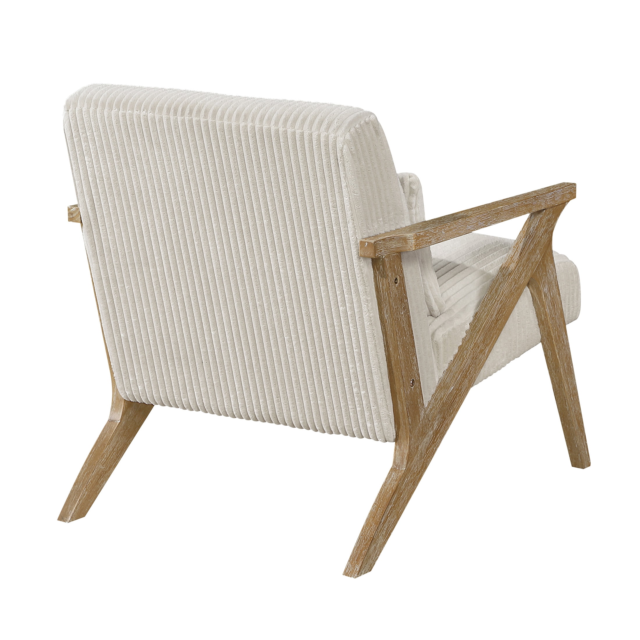 OakvillePark Papyrus Solid Rubberwood Frame Corduroy Accent Chair, Beige