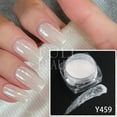 thumbnail image 4 of Uñas blancas perladas, purpurina Aurora, amarillo, rosa, cromo, polvos de luz de luna, concha de Fritillary, pigmento tipo espejo, decoración de uñas en polvo # Y459, 4 of 4