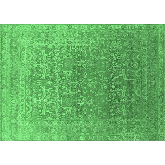 Ahgly Company Indoor Rectangle Oriental Emerald Green Industrial Area Rugs, 2' x 5'