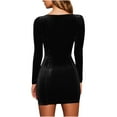 thumbnail image 4 of gakvbuo Fall Dresses for Women 2022 Fashion Sexy Casual Women Long Sleeve Solid Slim Square Collar Ladies Mini Dress, 4 of 6