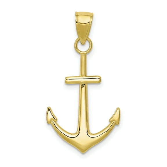 10K Gold Polished Anchor Pendant