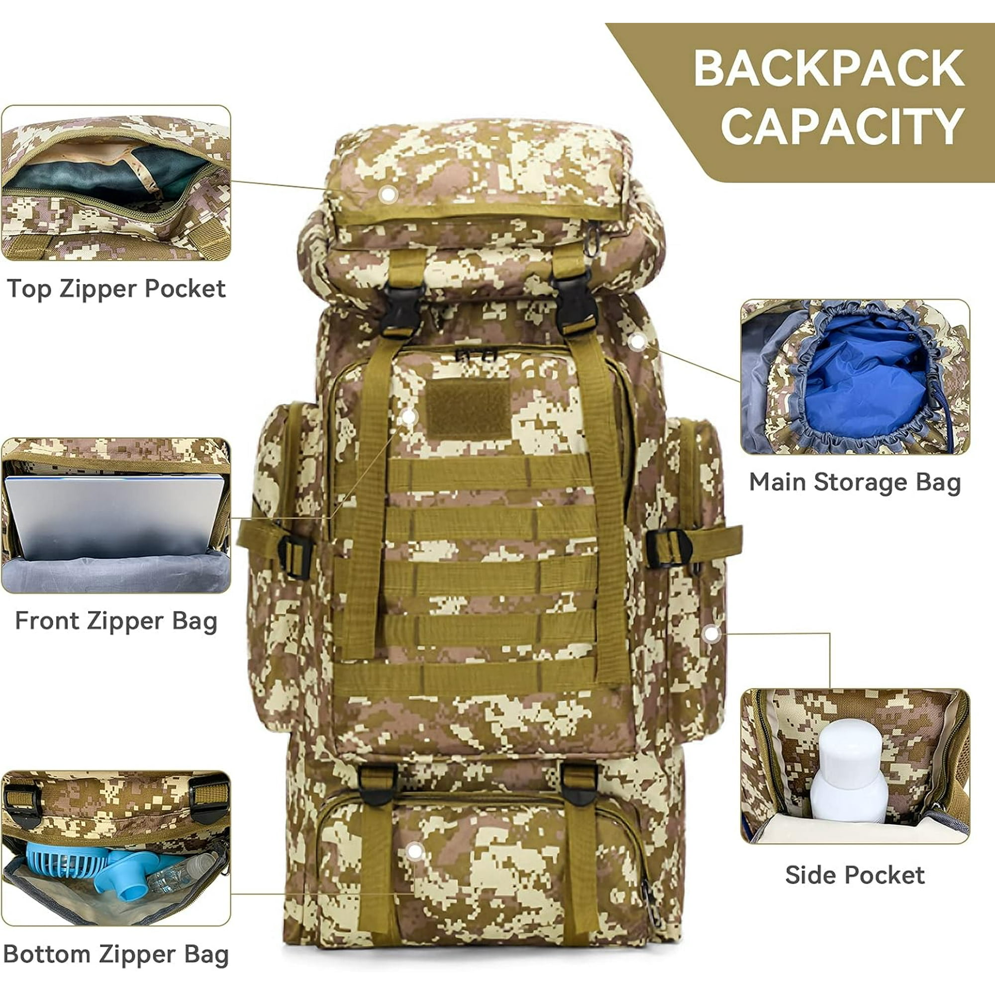 75L Hiking Backpack Outdoor Trekking Bag Durable Waterproof Sport