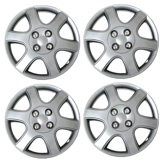 Set of 4 Metallic Silver Hubcaps 14" WSC3888S14 Hub Caps Wheel Skin