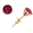 thumbnail image 1 of 1.50Ct Round Pink Sapphire Martini Solitaire Stud Earrings 14k Yellow Gold Prong AA Quality, 1 of 1