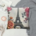 Eiffel Tower Rose Flower Print Fun Cushion Cover Novelty Throw Pillow
