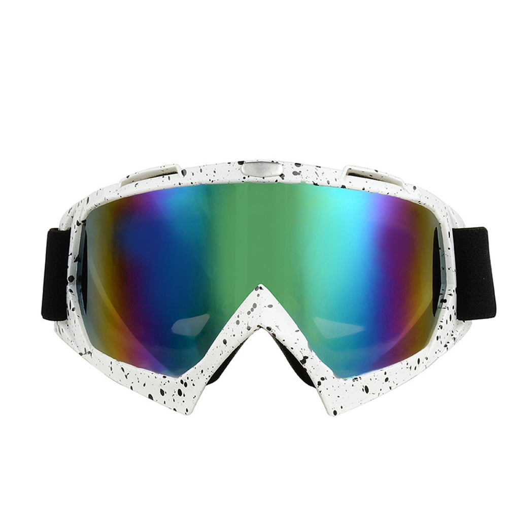 Windproof Anti-fog Skiing Goggles Snowmobile Bicycle Motorcycle UV Protection Glasses for Outdoor Sports (White + Black) by