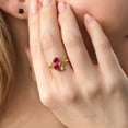thumbnail image 4 of Gem Stone King 1.95 Cttw 10K Yellow Gold Red Created Ruby 2 Heart Shape Engagement Ring for Women | 6MM Heart | Wedding Anniversary Promise Ring (Size 8), 4 of 4