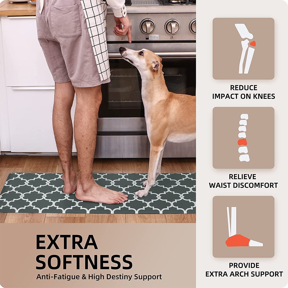 Cushioned Anti-Fatigue Kitchen Rug Mat ,17.3"x 28",Non Slip Waterproof , Heavy Duty PVC Ergonomic Comfort Mat for Kitchen, Floor Home, Office, Sink, Laundry
