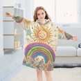 thumbnail image 5 of FORMRS Wearable Blanket Hoodie with Sleeves for Kids Cozy Flannel Sweatshirt, Beige Rainbow, 5 of 7