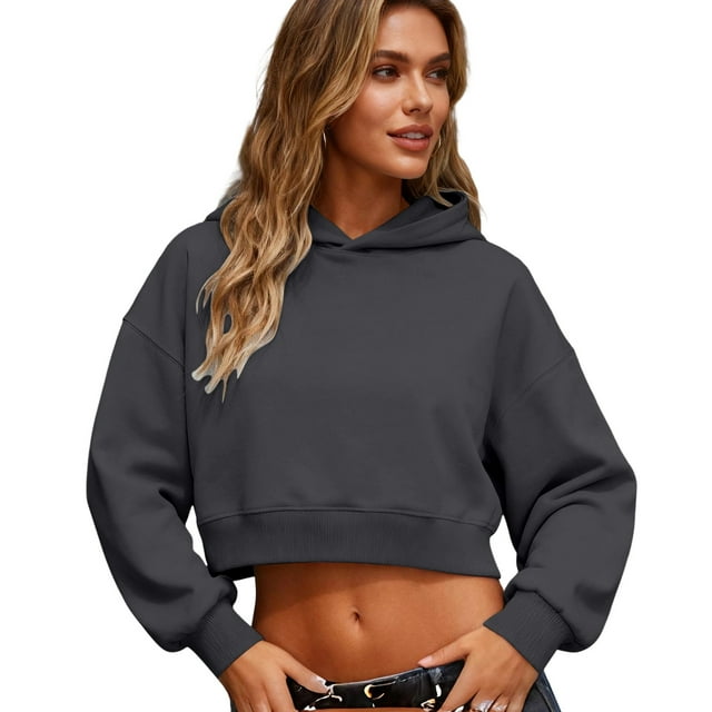 Fall Sweatshirts for Women, Women's Solid Color Double Layered Hooded Pullover