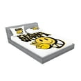 thumbnail image 2 of Ambesonne Emoji Fitted Sheet & Pillow Sham Set, Hippie Peace Theme Funny Face, Calking, Mustard Dark Grey and White, 2 of 2