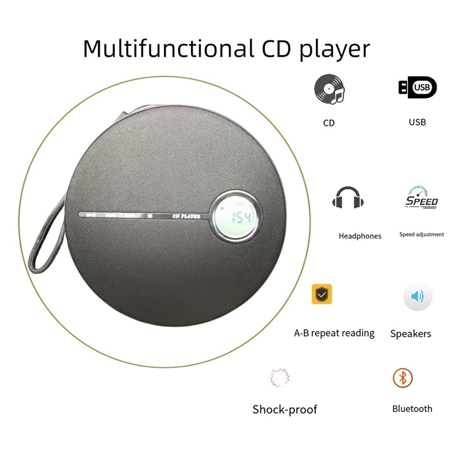 Portable Walkman CD Player Bluetooth Rechargeable With Speakers Cd Player