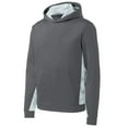 thumbnail image 5 of Sport-Tek Youth Sport Wick CamoHex Fleece Colorblock Hooded Pullover-S (Dark Smoke Grey/ White), 5 of 6