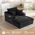 thumbnail image 2 of Aukfa 68" Oversized Chaise Lounge Chair with 2 Cup Hoders&Side Pockets, 3Pillows, Corduroy, Black, 2 of 9
