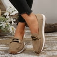 thumbnail image 2 of Rokment Women's Loafers Comfortable Platform Memory Foam Slip on Work Flat Shoes for Women Leather Casual Dressy Walking Sneakers Khaki Size 7.5, 2 of 5