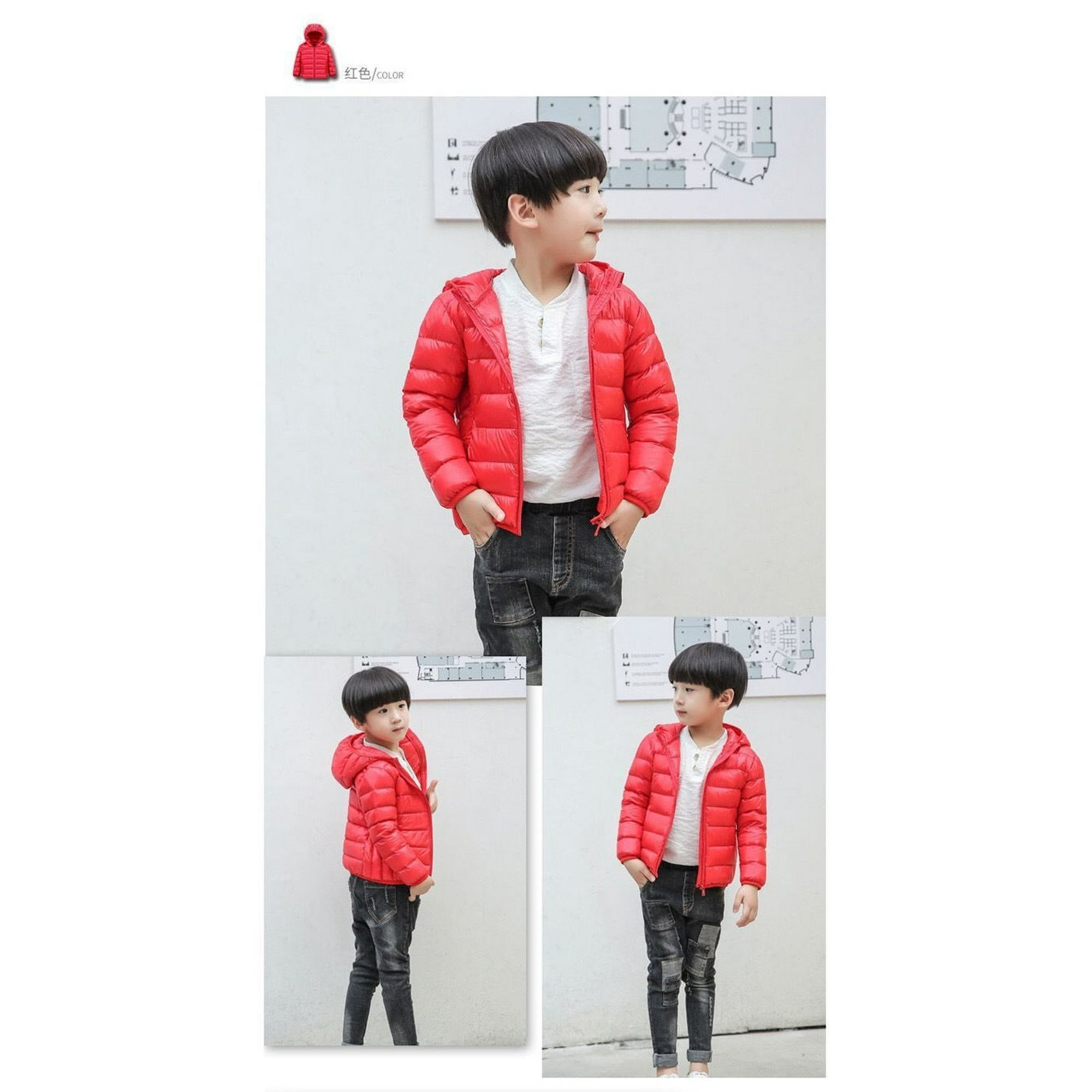 Children s white duck down jacket lightweight hooded short for boys and girls Walmart