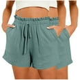 thumbnail image 2 of LOVZFMLL Short Décontracté pour Femmes, Taille Élastique avec Poches, Mode, Vert Menthe G, 2 of 5