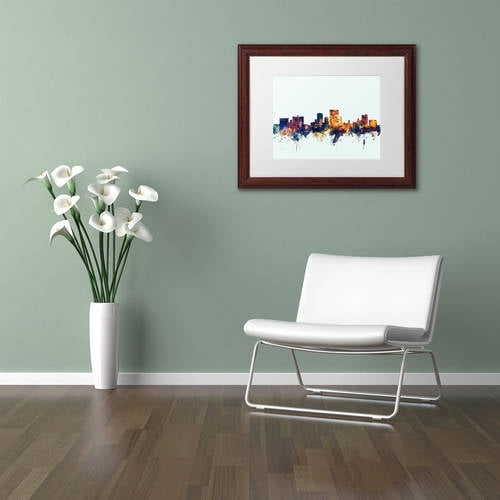 "El Paso Texas Skyline Blue" Canvas Art by Michael Tompsett, White Matte, Wood Frame