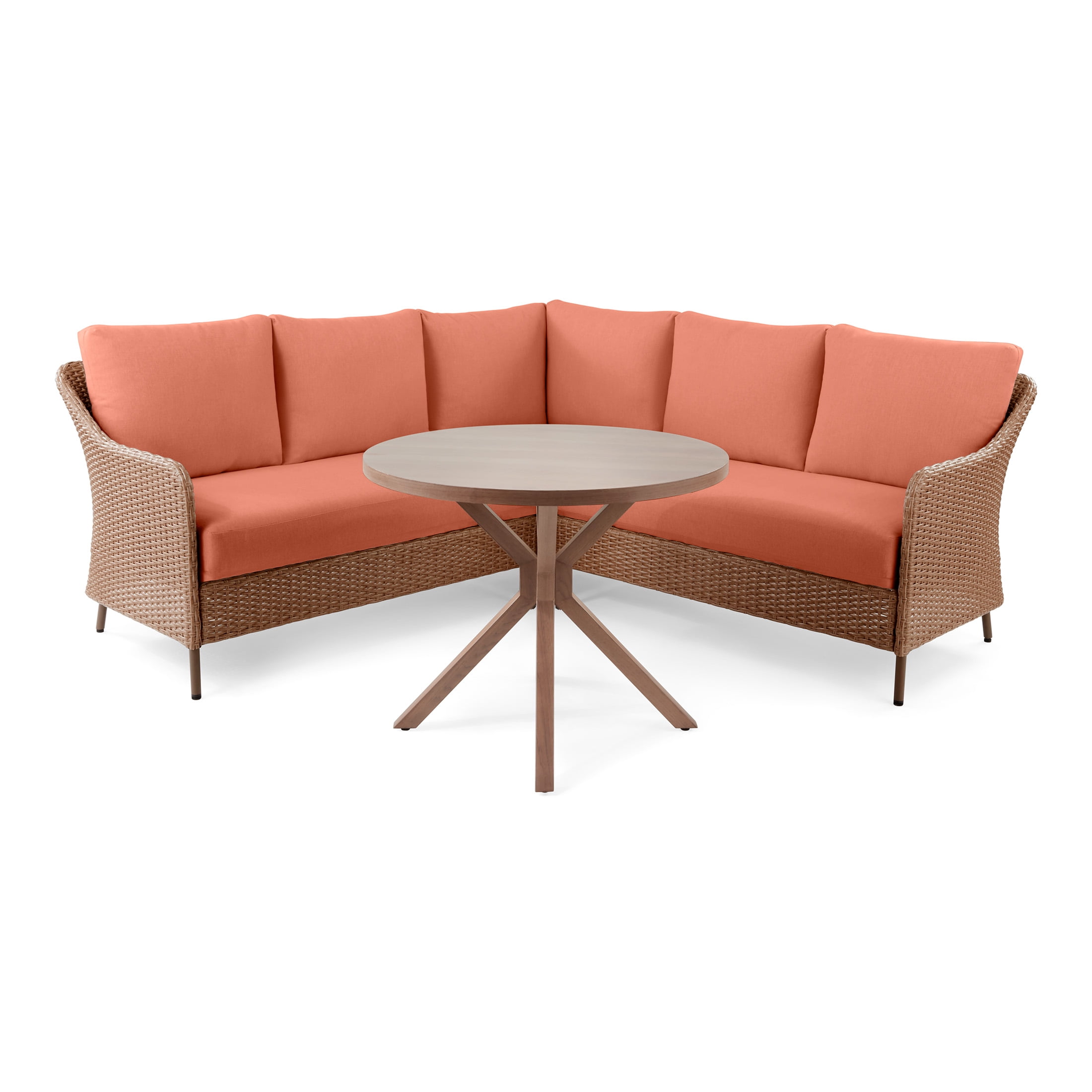 Mainstays Chelsea Outdoor Patio Steel 4-Pieces Sectional Dining Set with Terra Cotta Cushions