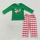 thumbnail image 2 of Conjunto de ropa de dormir con bordado navideño de Papá Noel para niños, Tops verdes de algodón, pantalones a cuadros de reno, pijamas para niños pequeños, 2 of 2