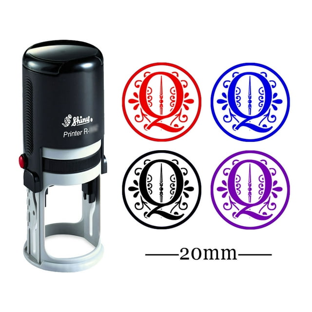 Custom A-Z Alphabet Stamp In Black Ink Monogram Round Rubber Stamp Self Inking Initial Stamp SHINY Mini Stamper 20 mm