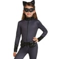 thumbnail image 2 of DC Girls Black Catwoman Jumpsuit Halloween Costume with Glitter Mask L 10-12, 2 of 3