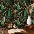 thumbnail image 2 of Whimsical Peel and Stick Wallpaper Botanical Skull Vintage Glass Bottles Greenery Wall Mural 23.6in x 9.8ft Self Adhesive Removable Wall Paper Renter Friendly Wallpaper for Kids Bedroom Studio, 2 of 8