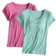 thumbnail image 1 of Pijama de manga corta para mujer, 2 piezas, color liso, cuello redondo, manga corta, con copa acolchada, ropa de casa, pijama de manga corta, pijama para mujer, 1 of 2