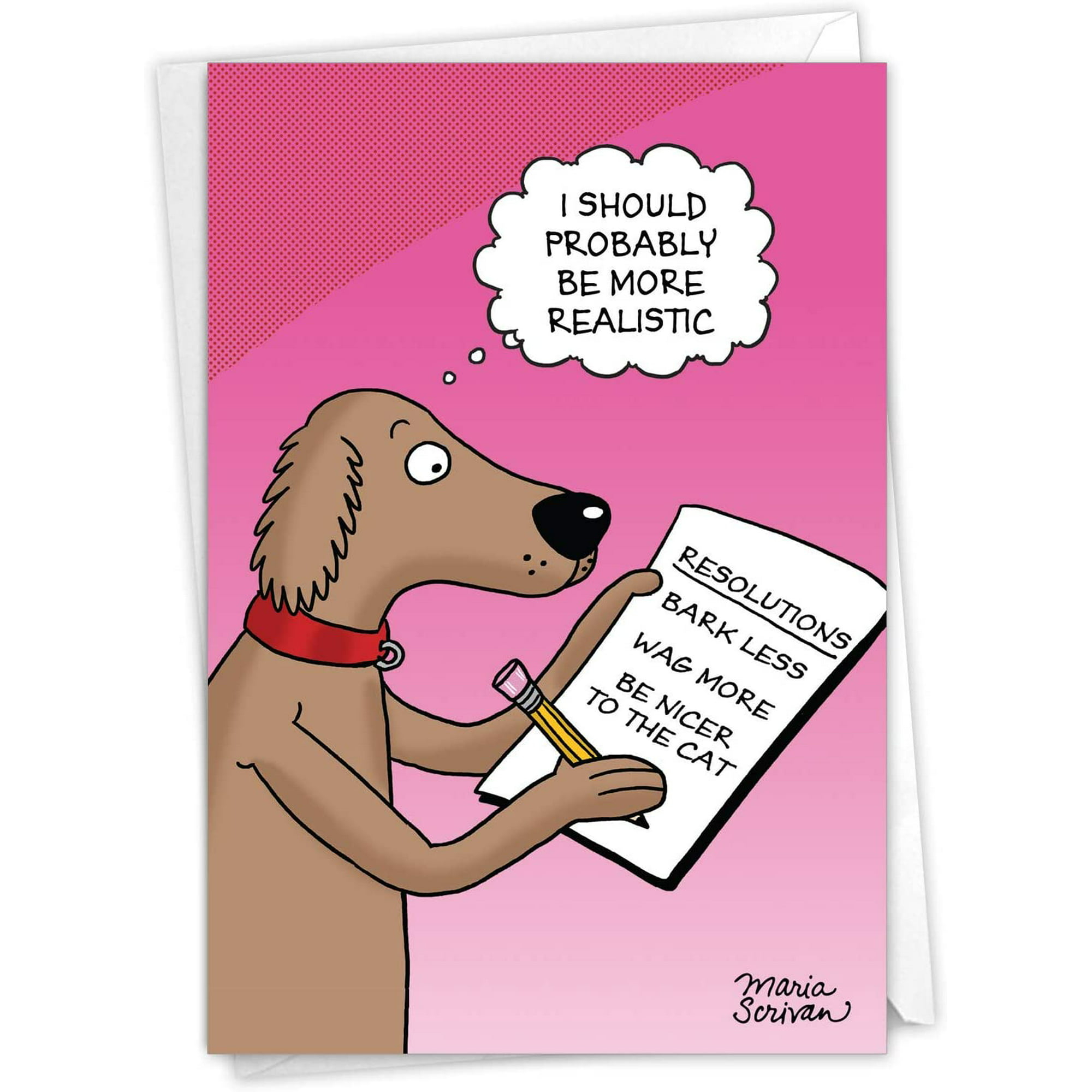 Dog Resolutions - Hilarious New Year Greeting Card with Envelope ( x   Inch) - Pet Dog Resolution List, Animal New Year's Notecard for Kids,  Adults - NYE Cartoon Holiday Stationery C4520NYG | Walmart Canada