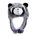 thumbnail image 1 of Ear Protection Cartoon Plush Moving Hat Animal Neck Warmer Movable Ears Airbag Cap Animal Earflap Hat Cosplay Party Grey Raccoon, 1 of 6