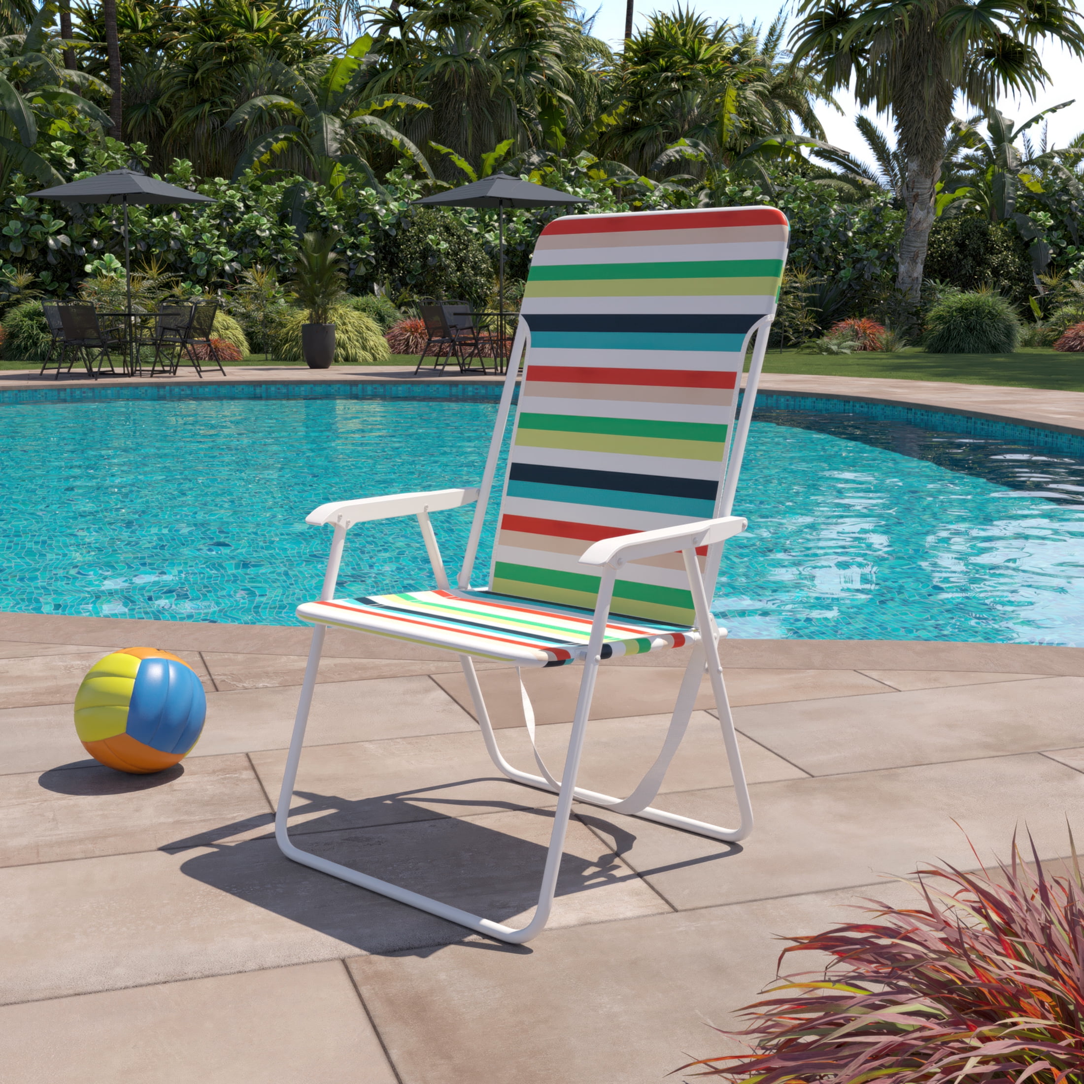 Mainstays Steel Folding Beach Chair, Multi Stripe
