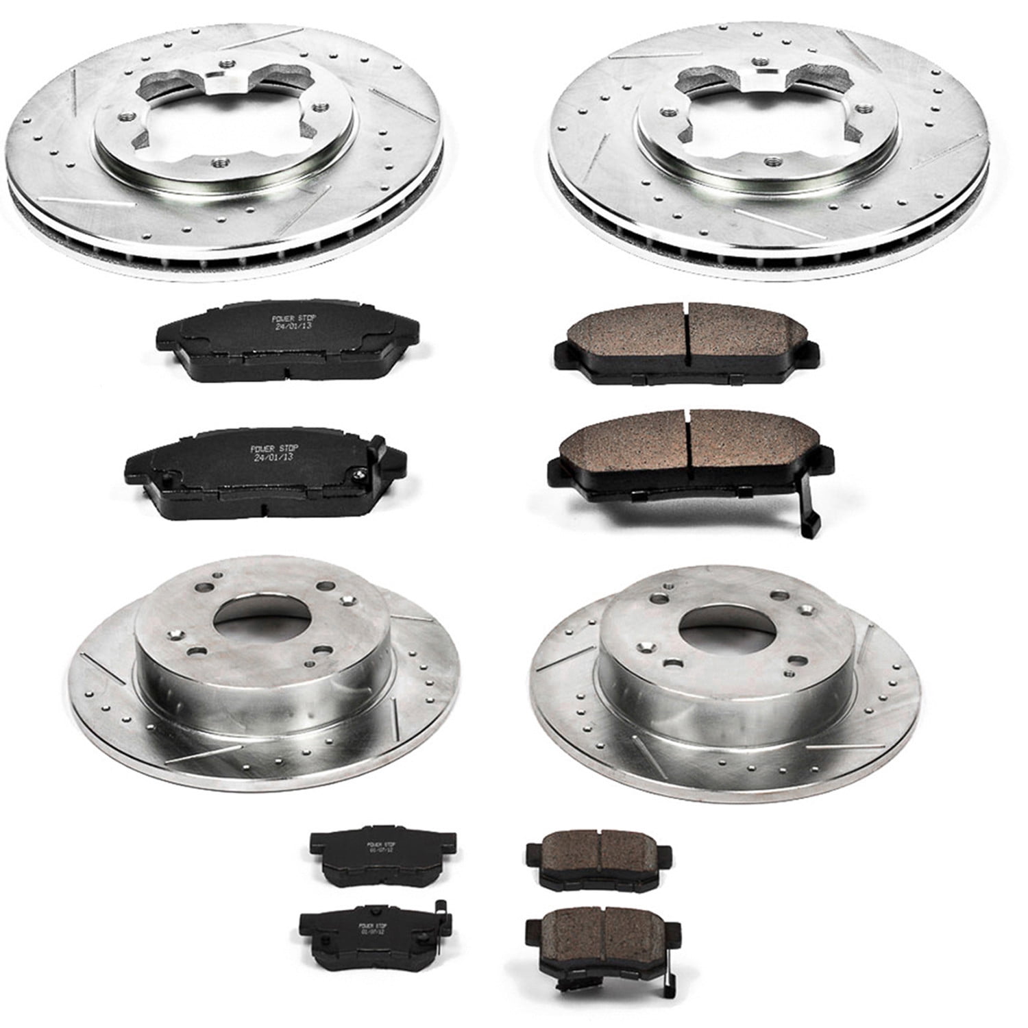 PowerStop Front and Rear Z23 Evolution Sport Carbon-Fiber Ceramic Brake Pad and Drilled & Slotted Rotor Kit Fits: HONDA Select Models K2773