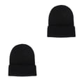 thumbnail image 2 of Qarigey Beanie Hats Gorros de punto Otoño Skullcap Candy Color Thermal Trendy Manga Accesorios para el cabello para deportes al aire libre Negro 2piezas, 2 of 6