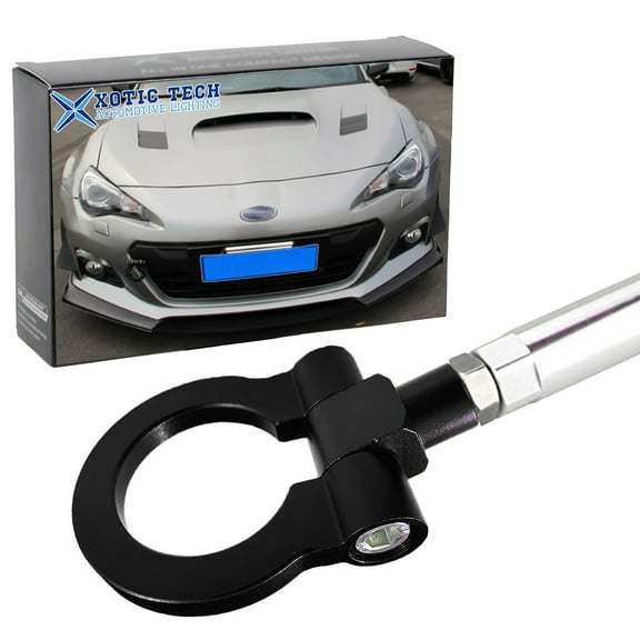 Xotic Tech JDM Sport Track Racing Style CNC Aluminum Screw-on Tow Hook Front Rear Bumper Compatible with Scion FRS, Subaru BRZ WRX (Black)