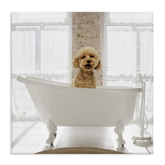 Stupell Industries Contemporary Happy Puppy in Bathtub Canvas Art, 17 x 17, by CAD Designs