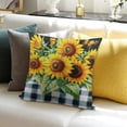 thumbnail image 3 of ZFLMY Spring Summer Pillow Covers Sunflower Throw Pillow Covers Decorative Pillow Case Black Buffalo Plaid Cotton Blend Cushion Case for Living Room Couch Sofa 24x24in, 3 of 5